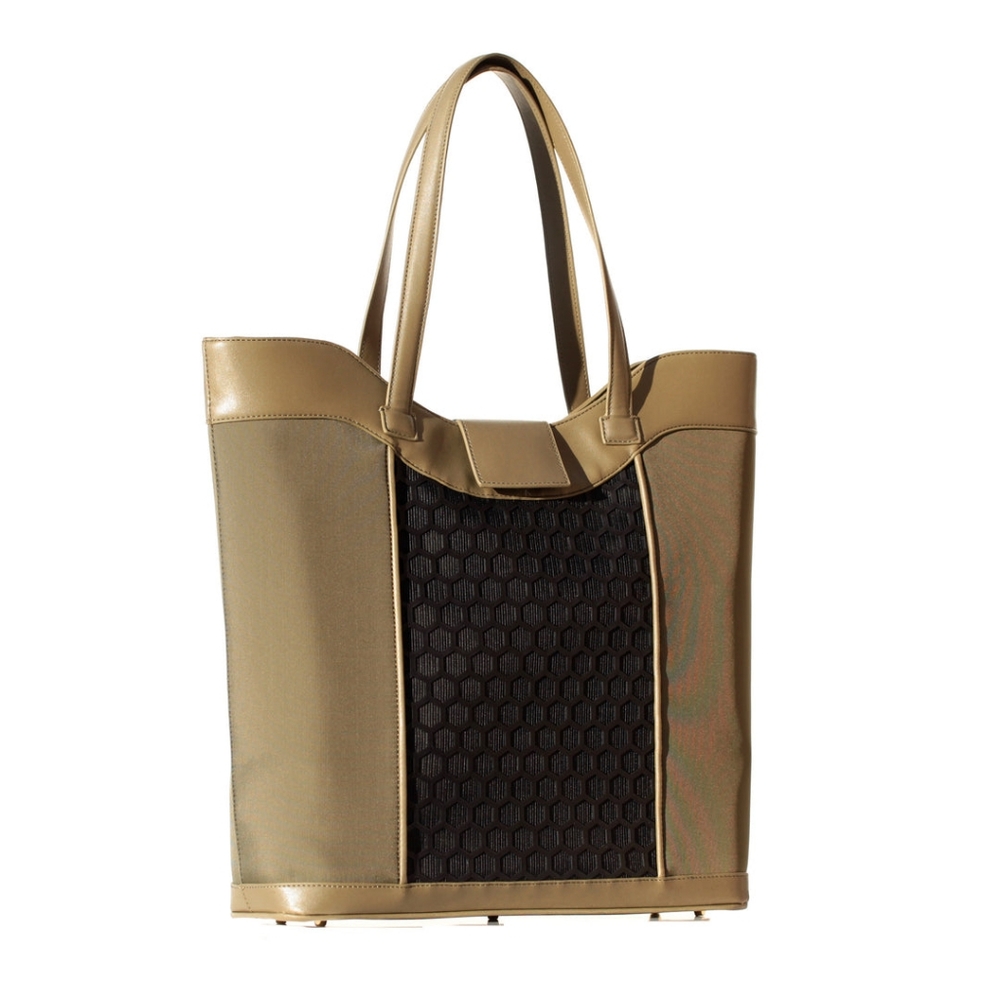 NWT Glass Handbag Khaki Glow Tote Olive Green Handbag Shoulder Laser Cut Bag